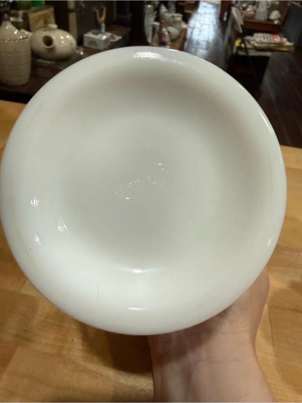 Large Fenton White Hobnail Milk Glass Scalloped Vase - Decorative Planter
